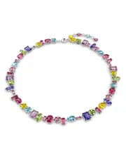 Swarovski Gema Asymmetric Mixed Cut Crystal Necklace in Rhodium Plated, 14