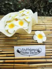 Frangipani Artificial Foam Flowers x 20pcs + Capiz Clam Shell Bowl