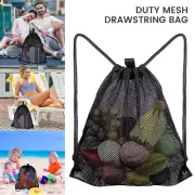 Mesh Drawstring Bag Swimming Light Weight Backpack Storage Nylon Cinch ▣