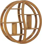 Yin Yang Wall Shelf, Circle Wall Decor Shelf, Floating Shelve, Wall Mounted Display Organizer Shelf for Fireplace, Living Room, Bathroom, 80x17.5x80 cm