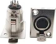 TINEASUR 2pcs XLR Panel Connector Nickel-Plated 5-pin Audio Speaker Adapter Microphone Mount