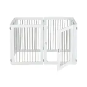 Costway 366cm 6-Panel Wood Pet Gate Dog Fence Foldable Barrier White