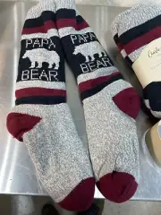 Sherpa Lined Papa Bear Socks Charlie Paige-New!