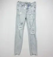 American Eagle High Rise Jegging Size 8 Womens Bleached Distress Next Level NWT