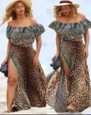 Camilla Franks Kaftan Size-3 Animal Print Long Drape Split Front Skirt BNWT