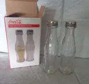 New - Coca-Cola Glass - Salt & Pepper Shakers Set - Coke
