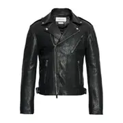 [Alexander Mcqueen] Alexander Mcqueen Textured Leather Biker Jacket 50 IT BLACK