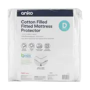 Cotton Filled Fitted Mattress Protector - Double Bed, White