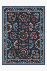 275' x 365' | Machine Washable Runner Rug | Kid & Pet Friendly | Indoor Rug | Iris Apfel Suzani Mosaic Navy Multicolour Rug | Ruggable