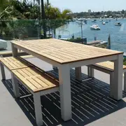 Balmoral 2.5m Teak Top Aluminium Table with Bench Seats - Outdoor Teak Dining Settings