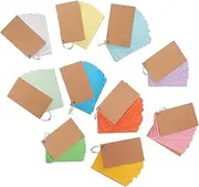 LALAFINA 10pcs Notes Thick Blank Cards with Ring Study Reference Cards Portable for Meetings Work