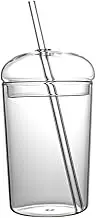 DOITOOL Mason Jar with Lid and Straw- Glass Boba Cup Aesthetic Cups- Clear Water Bottles Reusable Tumbler with Lid and Straw for Iced Coffee Juice Bubble Tea (Transparent)