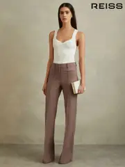 Reiss Mink Neutral Claude High Rise Flared Trousers (B92731) | $310