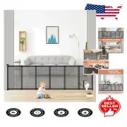 Versatile 78" Wide Retractable Pet Gate - Indoor/Outdoor Use, Lightweight Design