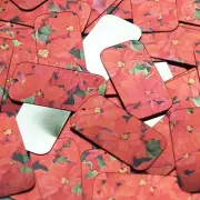 Long Diamond Sequin 1.75" Red Poinsettia Flowers Floral Metallic