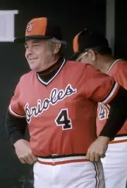 Manager Earl Weaver Baltimore Orioles in the dougout before a MLB- 1976 Photo