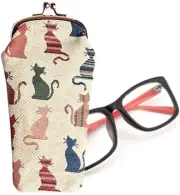 Signare Glasses Case Pouch Cheeky Cat Pattern
