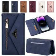 Leather Zipper Wallet Case Purse Cover For iPhone 14 13 12 11 Pro Max XS XR 8 7