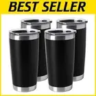 4-Pack 20oz Black Stainless Steel Travel Cups with BPA-Free Lids - Modern Design