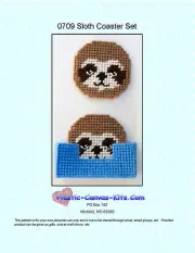 Sloth Coaster Set-Plastic Canvas Pattern or Kit