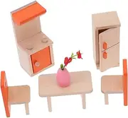 ifundom 1 Set Play House Little Mini Kitchen Role Play Interesting Interactive Educational Cooking Orange Wooden