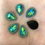 Teardrop Gem Ab Resin Flatback Rhinestones Scrapbooking Ornament Appliques 40pcs