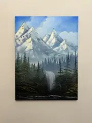 Bob Ross style original landscape oil painting “Springtime Thaw” 18x24 In