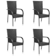 Stackable Outdoor Chairs 4 pcs Poly Rattan Black