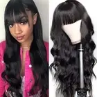 Body Wave Wigs with Bangs Human Hair Wigs for Black Women 1x3Inch Lace Front ...