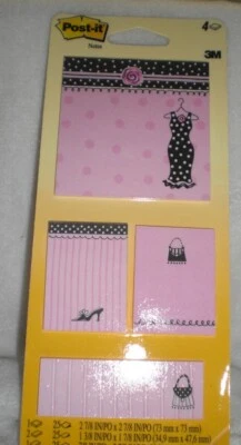 RARE Vintage Post-It Notes 6334-PD Pink Notes Black Dress Heels Purse Sealed
