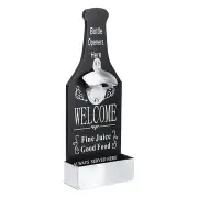 Beer Bottle Opener With Cap Catcher Wall Mounted Beer Coke Home Kitchen Bar Vintage Black