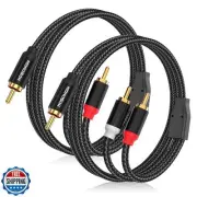 HOSONGIN RCA Y Splitter Cable, 3.3Ft, 2Pack, 1 Male to 2 Male Audio Cable, Go