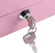 Tihebeyan Petty Lockable Mini Security Box with Key Lock, 6 Compartments for Cash and Jewelry, Smooth Handle, Home and Office Safe Box (Small Pink)