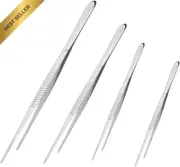 Long Tweezers with Precision Serrated Tips, 4 Pcs Set (6", 8", 10", 12")