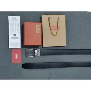 LEVI'S 新款李維男士皮帶帶盒 110 厘米黑色皮革豪華錶帶男皮帶