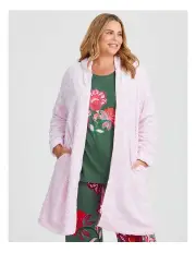 [Taking Shape] Jacquard Hooded Dressing Gown in Ice Pink