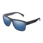 HUK Polarized Sunglasses Medium Large Blue Mirror Matte Black for Fishing