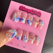 Blue Mermaid Tail Handcrafted Press-On Nails - Enchanting Fairy Tale Style, High-End Gel Art, Radiant & Handcrafted