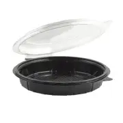 Anchor Packaging 9" Shallow Black Base Hinged Clamshell Plastic Container 100/Ct
