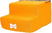 JISADER 2 Tiers Dog Steps Pet Ladder for Small Animals and Senior Dogs Sofa Access, Orange