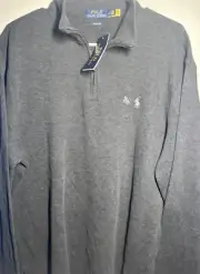 NWT Polo Ralph Lauren Estate Rib Mens Large Gray Quarter Zip