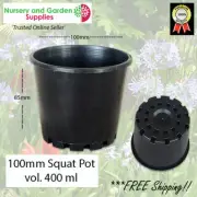 100mm Squat Plant Pot Black - QTY 476 (FULL BOX) Cactus, Succulents, Herbs