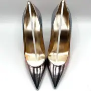 NEW Christian Louboutin Kate 100 Specchio Degrade Metallic Leather Rainbow Heels