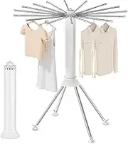 Four-Legged Clothes Drying Rack Foldable, Portable Laundry Drying Rack with 4 Pulleys, Anti-Slip Holes, Windproof Nails, Outdoor Collapsible Drying Rack Clothing, Aluminum Indoor Dry Rack for Clothes
