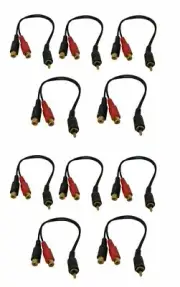 Qty: 10 6 RCA Audio Cable Y Adapter Splitter 2 Female to 1 Male Plug 10 Pcs