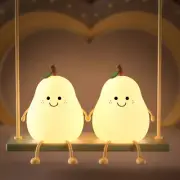 LED Pear Fruit Night Light USB Rechargeable Dimming Touch Silicone Table Lamp CR
