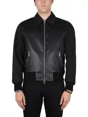 [Alexander McQueen] Alexander McQueen-Leather Bomber Jacket-Uomo 50