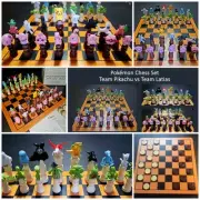 POKEMON CHESS SET - Pikachu vs Latias includes Board, Instructions & Checkers