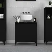 VRAXO Sink Cabinet Black 58x33x60 cm Engineered Wood -13.34KG,821261