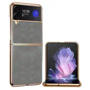 For Samsung Galaxy Z Flip4 5G Electroplated Textured Coated PC Folding Phone Cover Ultra Thin Case